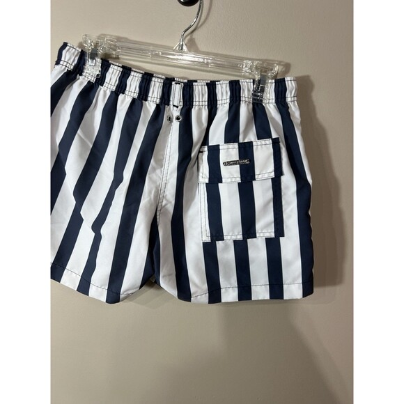 Sunny Patoche Men Swim Shorts Lined Pockets Blue White Striped Size Large - Picture 13 of 13
